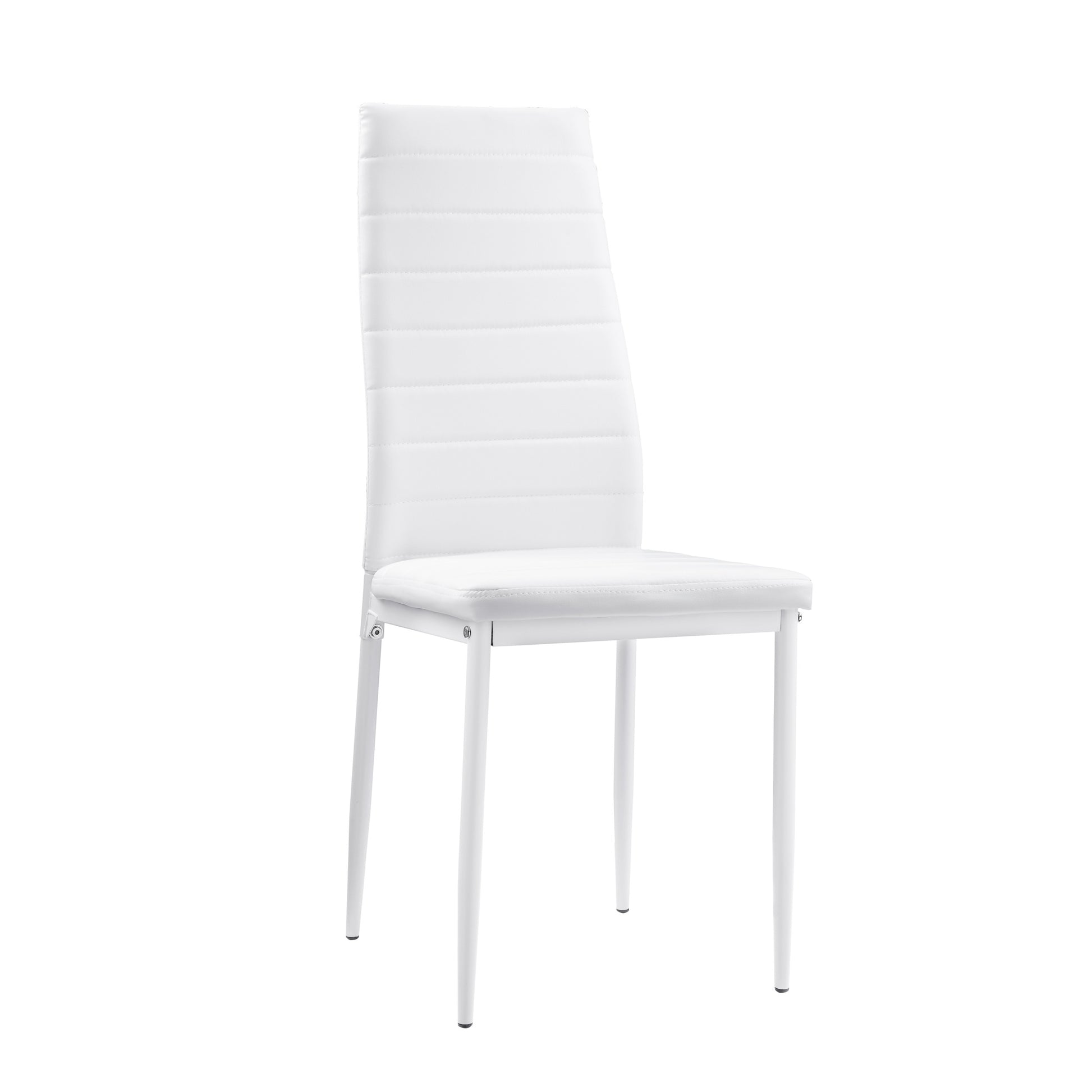 Modern Style White Metal Finish Side Chairs 2Pc Set Faux Leather Covered Contemporary Dining Room Furniture White Dining Room Ultra Modern Metal