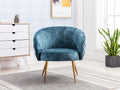 Gorgeous Living Room Accent Chair 1Pc Button Tufted Back Covering Blue Fabric Upholstered Metal Legs Blue Primary Living Space Ultra Modern Solid Wood