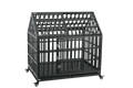 Heavy Duty Dog Cage Pet Crate With Roof Black Carbon Steel