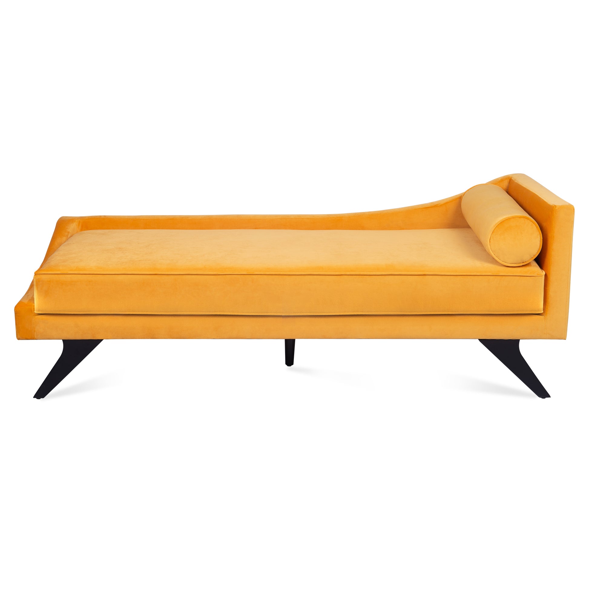 Right Square Arm Reclining Chaise Lounge Yellow Fabric