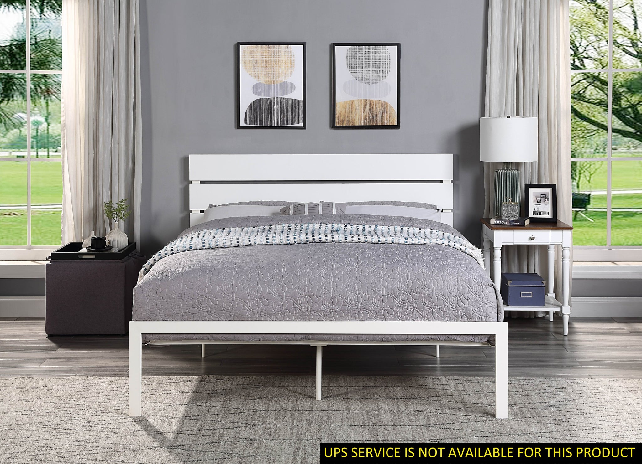 Contemporary Queen Bed 1Pc Casual Style White Metal Bed Bedroom Furniture Queen White Bedroom Metal