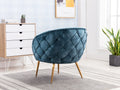 Gorgeous Living Room Accent Chair 1Pc Button Tufted Back Covering Blue Fabric Upholstered Metal Legs Blue Primary Living Space Ultra Modern Solid Wood