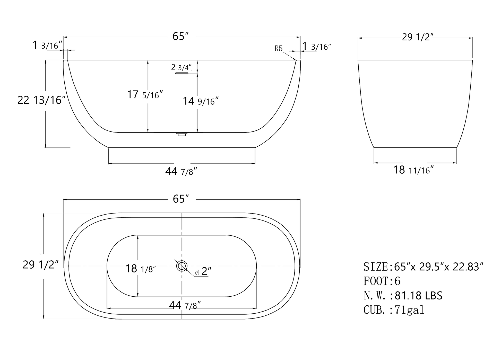 65" Acrylic Free Standing Tub Classic Oval Shape Soaking Tub, Adjustable Freestanding Bathtub With Integrated Slotted Overflow And Chrome Pop Up Drain Anti Clogging Gloss White Gloss White Oval Bathroom Freestanding Tubs Polished 61 69 In Modern Soaking