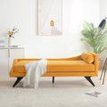 Right Square Arm Reclining Chaise Lounge Yellow Fabric