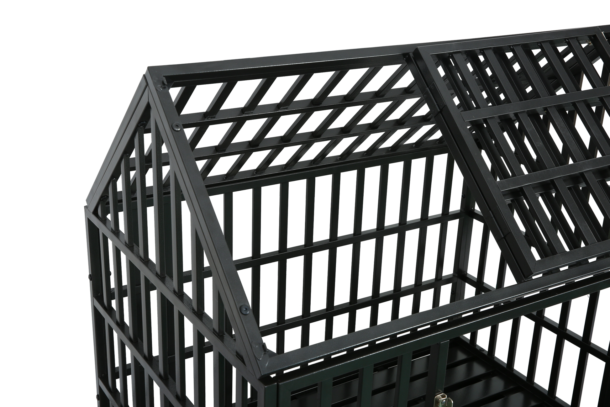 Heavy Duty Dog Cage Pet Crate With Roof Black Carbon Steel