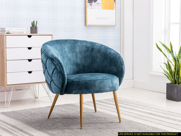 Gorgeous Living Room Accent Chair 1Pc Button Tufted Back Covering Blue Fabric Upholstered Metal Legs Blue Primary Living Space Ultra Modern Solid Wood