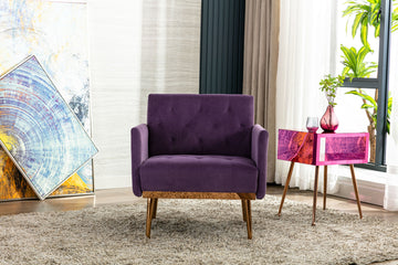 Coolmore Accent Chair ,Leisure Single Sofa With Rose Golden Feet Purple Polyester