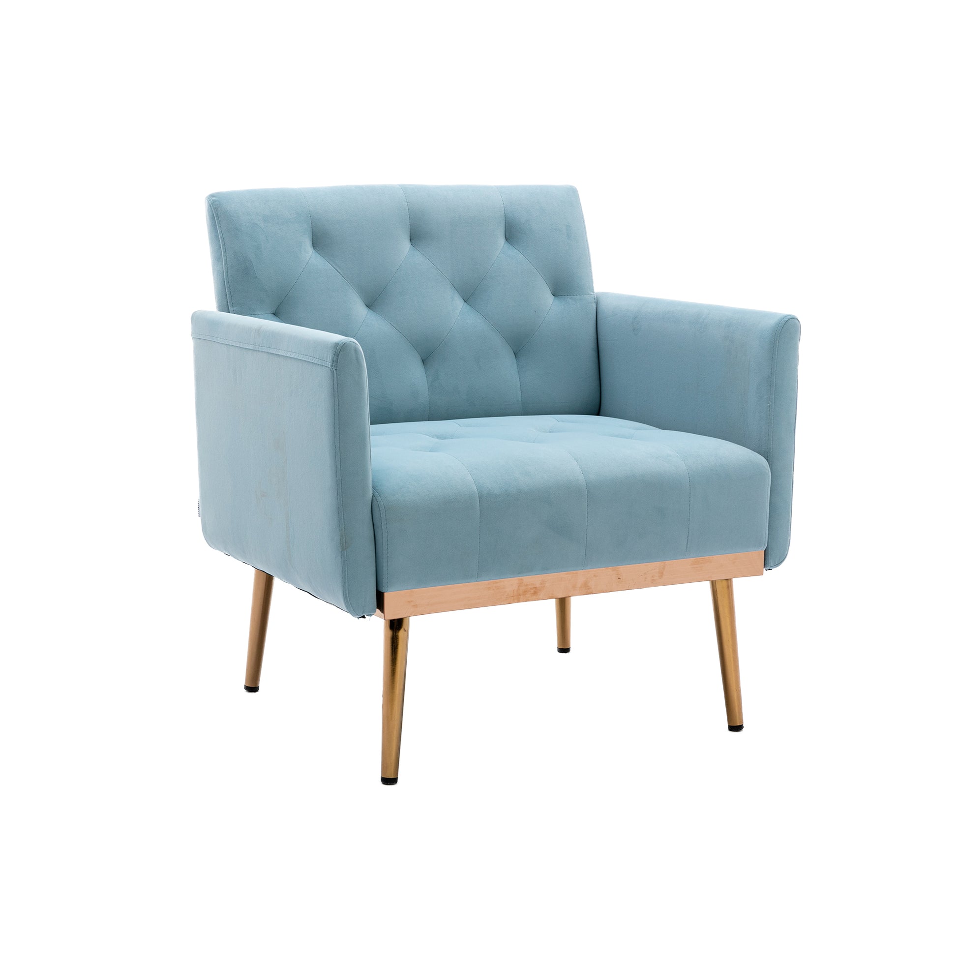 Coolmore Accent Chair ,Leisure Single Sofa With Rose Golden Feet Blue Polyester