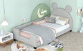 Twin Size Upholstered Daybed With Carton Ears Shaped Headboard, Grey Light Grey Pu Leather