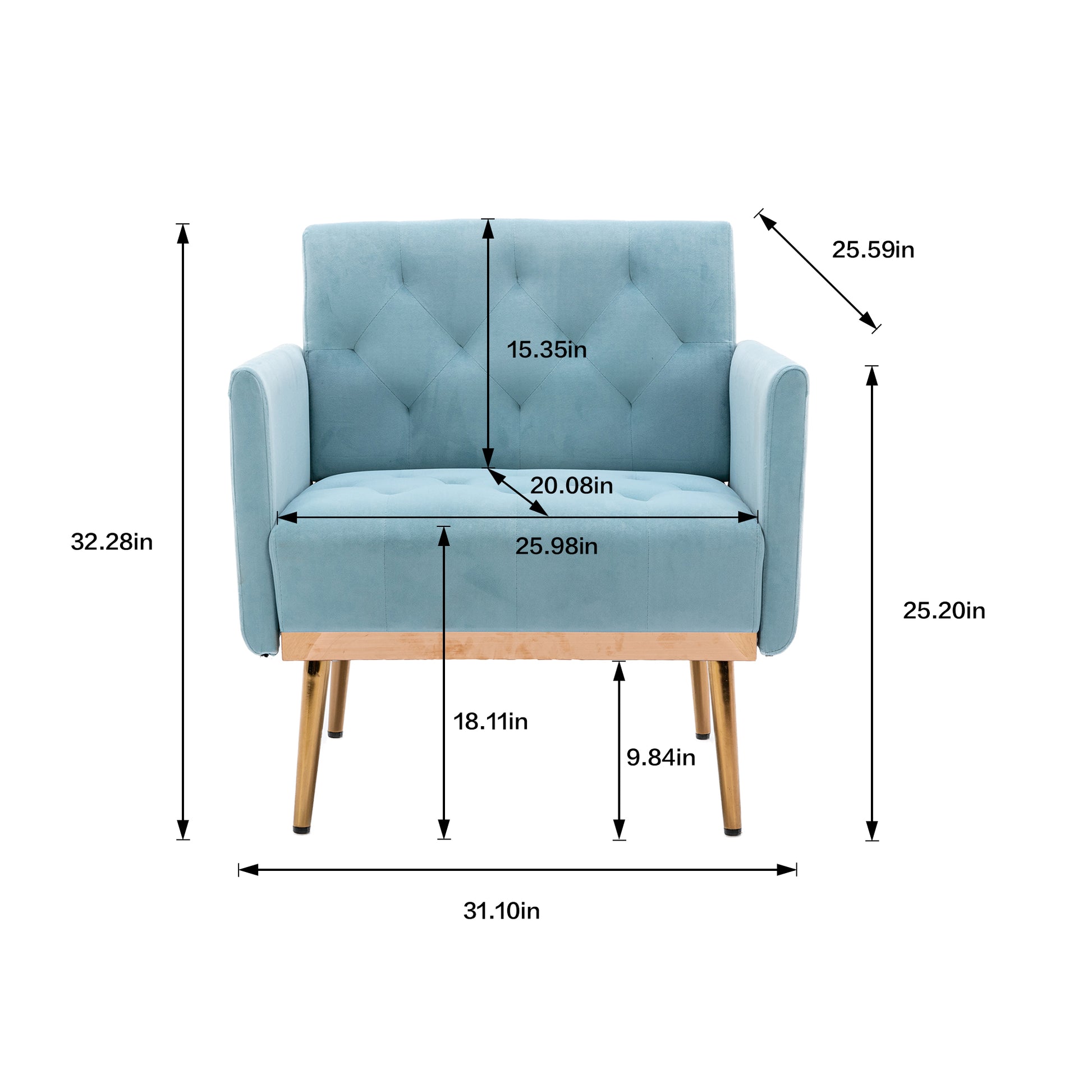 Coolmore Accent Chair ,Leisure Single Sofa With Rose Golden Feet Blue Polyester