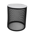 Set Of 2 Nesting Metal Round Coffee Table, Side Table Mdf Top End Table Nightstand For Indoor Multifunctional Use Black Metal & Wood