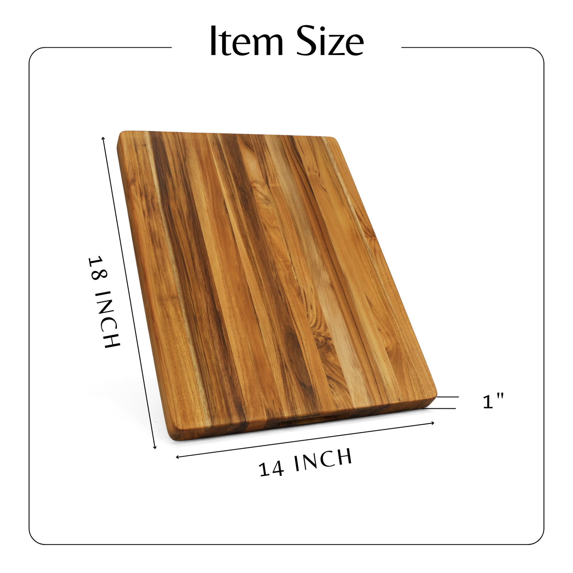 Teak Cutting Board Reversible Chopping Serving Board Multipurpose Food Safe Thick Board, Medium Size 18X14X1 Inches Natural Solid Wood