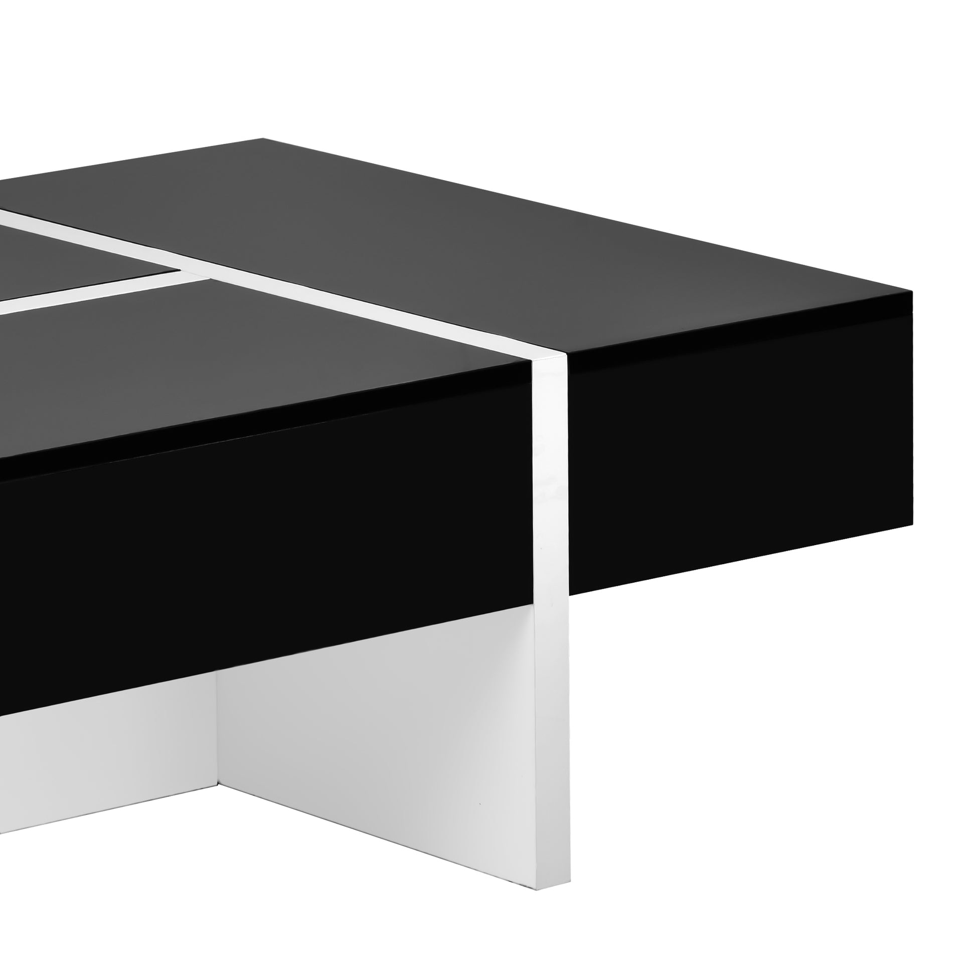 Contemporary Rectangle Design Living Room Furniture, Modern High Gloss Surface Cocktail Table, Center Table For Sofa Or Upholstered Chairs, 45.2*25.5*13.7In, Black Black Particle Board