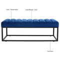 Metal Base Upholstered Bench For Bedroom For Entryway Navy Blue Velvet