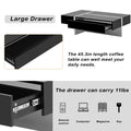 Contemporary Rectangle Design Living Room Furniture, Modern High Gloss Surface Cocktail Table, Center Table For Sofa Or Upholstered Chairs, 45.2*25.5*13.7In, Black Black Particle Board