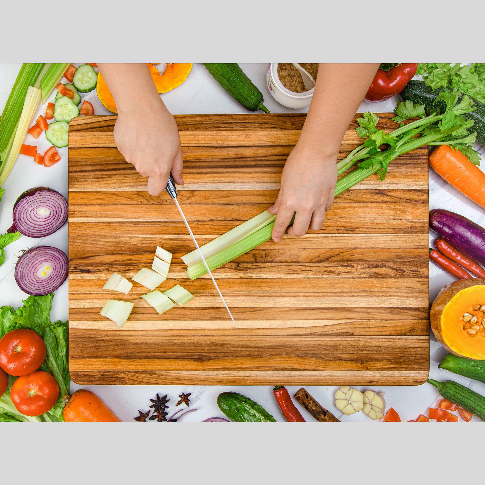 Teak Cutting Board Reversible Chopping Serving Board Multipurpose Food Safe Thick Board, Medium Size 18X14X1 Inches Natural Solid Wood