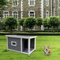 Puppy Dog Kennel ,Waterproof Dog Cage, Wooden Dog House With Porch Deck Gray Solid Wood