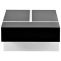 Contemporary Rectangle Design Living Room Furniture, Modern High Gloss Surface Cocktail Table, Center Table For Sofa Or Upholstered Chairs, 45.2*25.5*13.7In, Black Black Particle Board