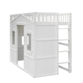 Twin Size House Loft Bed With Ladder White Twin White Solid Wood