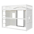 Twin Size House Loft Bed With Ladder White Gray Frame White Gray Solid Wood