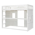 Twin Size House Loft Bed With Ladder White Twin White Solid Wood