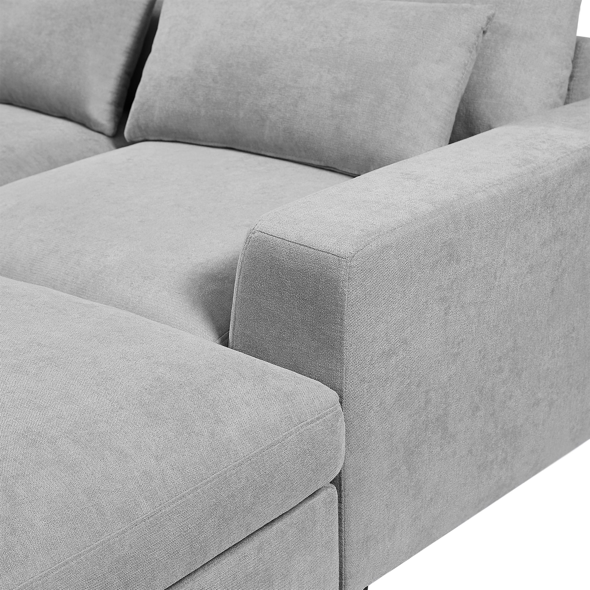 Modern Large L Shape Feather Filled Sectional Sofa, Convertible Sofa Couch With Reversible Chaise For Living Room Light Gray Chenille 5 Seat