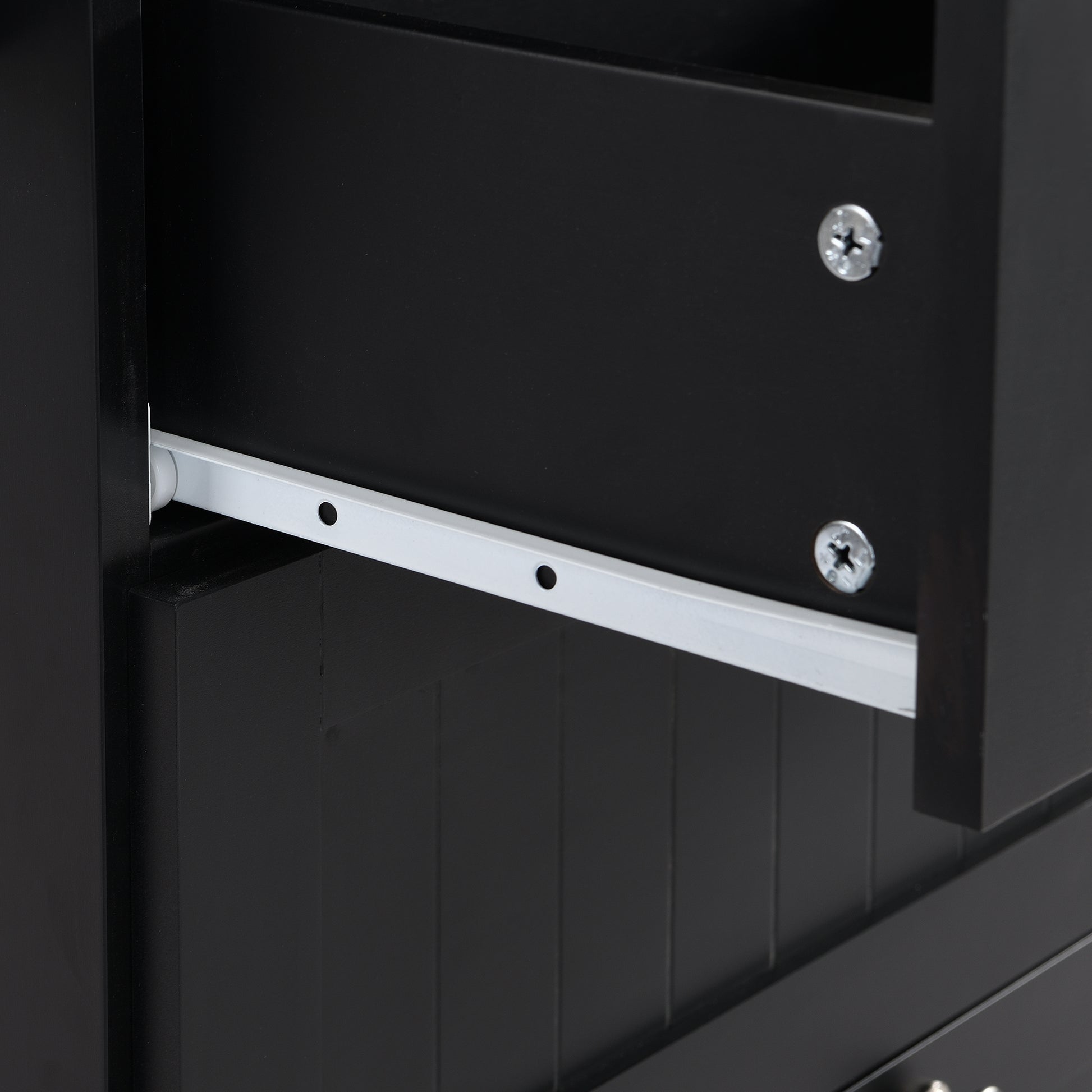 Farmhouse Kitchen Island Set With Drop Leaf And 2 Seatings,Dining Table Set With Storage Cabinet, Drawers And Towel Rack, Black Rustic Brown Black Kitchen Farmhouse Rectangular Kitchen Island Sets