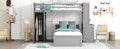 Twin Size Loft Bed With A Stand Alone Bed, Shelves,Desk,And Wardrobe Gray Gray Solid Wood