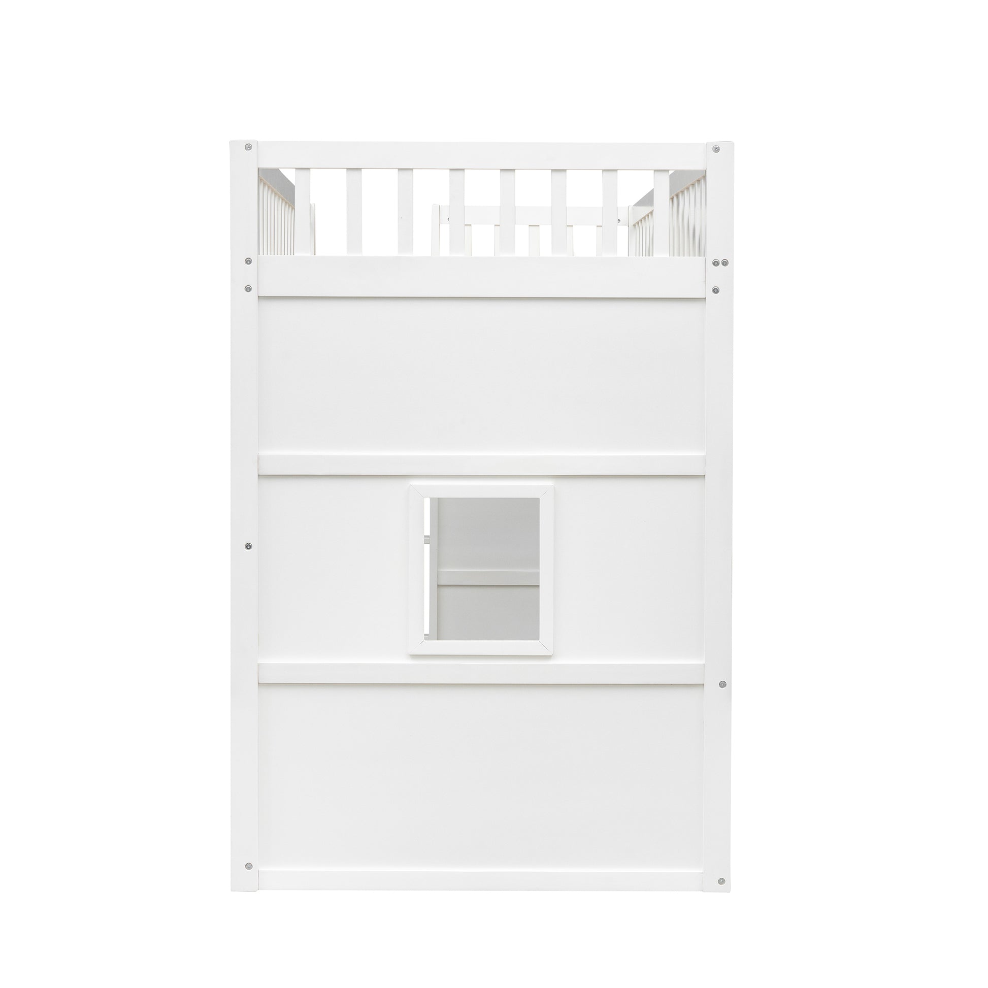 Twin Size House Loft Bed With Ladder White Gray Frame White Gray Solid Wood