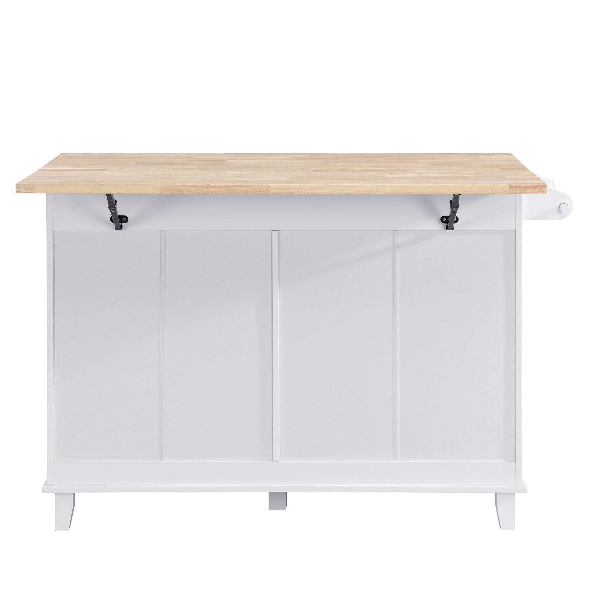 Farmhouse Kitchen Island Set With Drop Leaf And 2 Seatings,Dining Table Set With Storage Cabinet, Drawers And Towel Rack, White Rustic Brown White White Kitchen Farmhouse Rectangular Kitchen Island Sets Rubberwood Solid Wood Small Less Than 40In