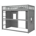 Twin Size House Loft Bed With Ladder Gray White Frame White Gray Solid Wood