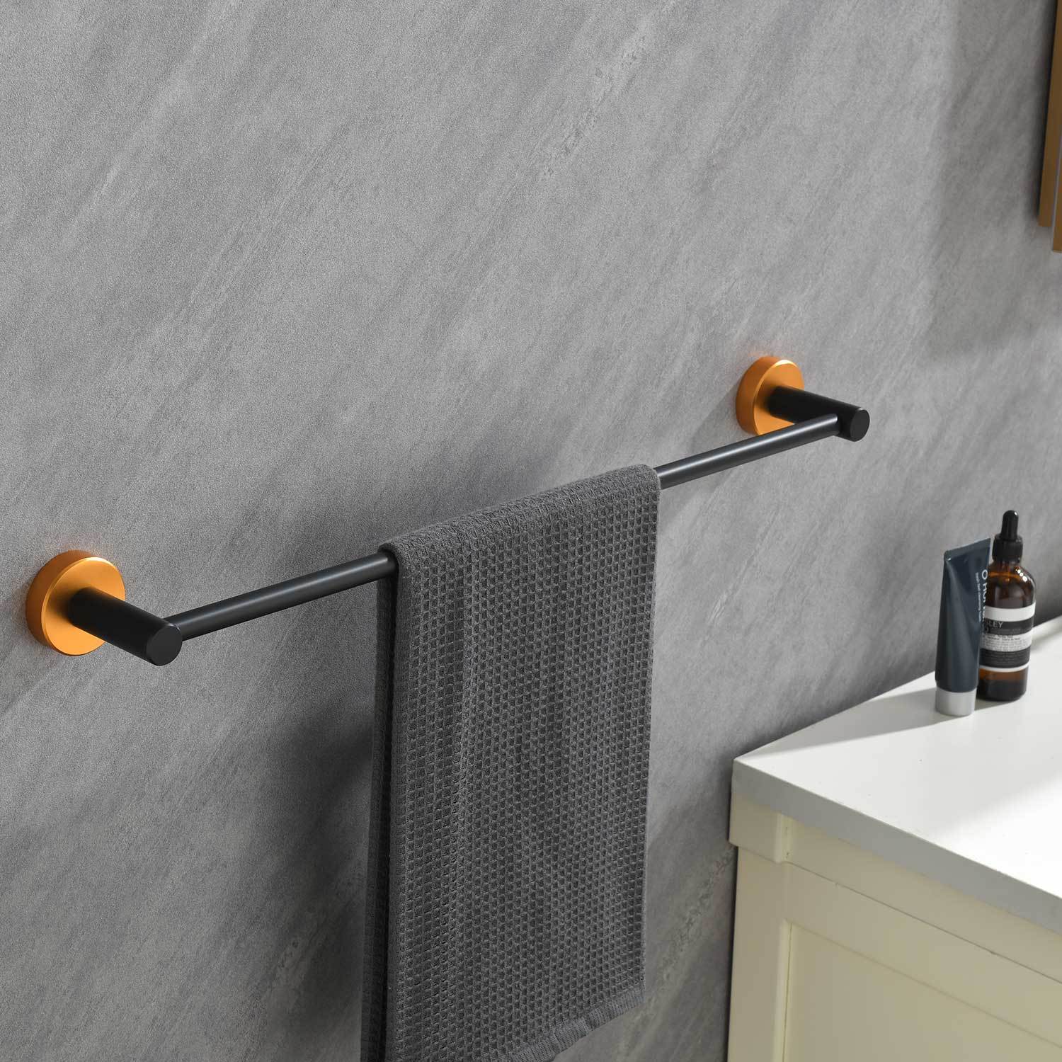 6 Piece Bathroom Towel Rack Set Wall Mount Matt Black Aluminium