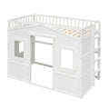 Twin Size House Loft Bed With Ladder White Twin White Solid Wood