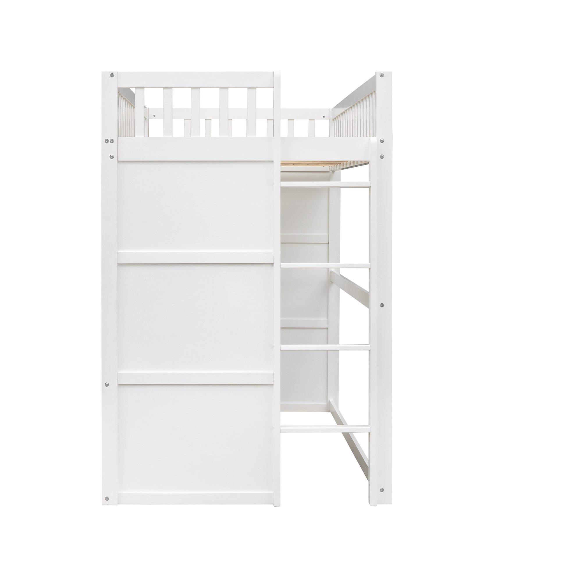 Twin Size House Loft Bed With Ladder White Twin White Solid Wood