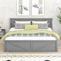 King Size Wooden Platform Bed With Four Storage Drawers And Support Legs, Gray King Gray Pine