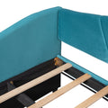 Upholstered Daybed Sofa Bed Twin Size With Trundle Bed And Wood Slat ,Blue Blue Upholstered