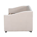 Upholstered Daybed Sofa Bed Twin Size With Trundle Bed And Wood Slat ,Beige Beige Upholstered