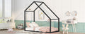 Twin Size Metal House Bed Kids Bed, Black Black Metal