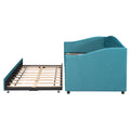 Upholstered Daybed Sofa Bed Twin Size With Trundle Bed And Wood Slat ,Blue Blue Upholstered