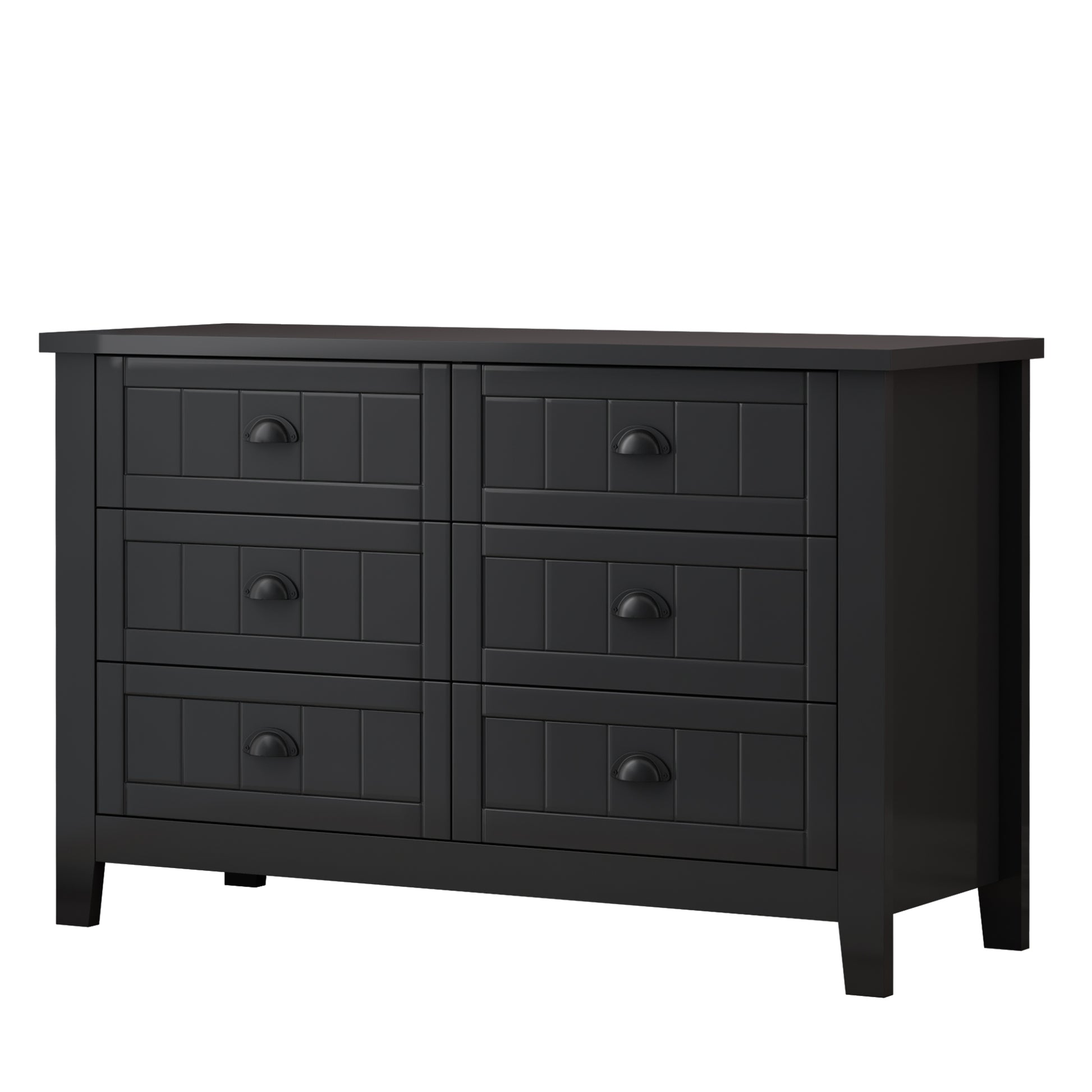 Drawer Dresser Bar Cabinet Side Cabinet,Buffet Sideboard,Buffet Service Counter, Solid Wood Frame,Plasticdoor Panel,Retro Shell Handle,Applicable To Dining Room, Living Room, Kitchen ,Corridor,Black 5 Or More Drawers Black Primary Living Space Drawers