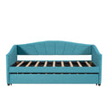 Upholstered Daybed Sofa Bed Twin Size With Trundle Bed And Wood Slat ,Blue Blue Upholstered