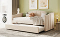 Upholstered Daybed Sofa Bed Twin Size With Trundle Bed And Wood Slat ,Beige Beige Upholstered