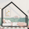 Twin Size Metal House Bed Kids Bed, Black Black Metal
