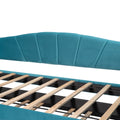 Upholstered Daybed Sofa Bed Twin Size With Trundle Bed And Wood Slat ,Blue Blue Upholstered