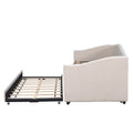 Upholstered Daybed Sofa Bed Twin Size With Trundle Bed And Wood Slat ,Beige Beige Upholstered