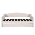 Upholstered Daybed Sofa Bed Twin Size With Trundle Bed And Wood Slat ,Beige Beige Upholstered