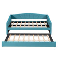 Upholstered Daybed Sofa Bed Twin Size With Trundle Bed And Wood Slat ,Blue Blue Upholstered