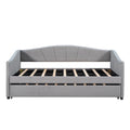 Upholstered Daybed Sofa Bed Twin Size With Trundle Bed And Wood Slat ,Gray Gray Upholstered