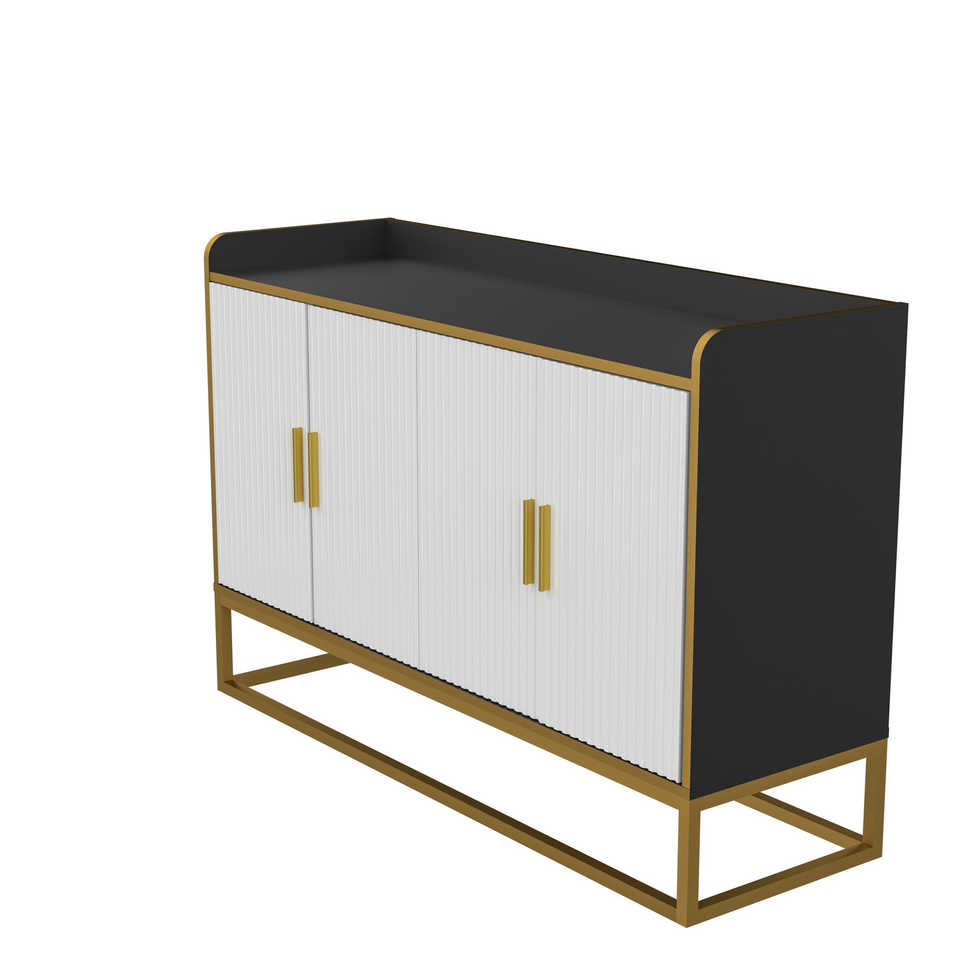 Modern Kitchen Buffet Storage Cabinet Cupboard Gloss With Metal Legs For Living Room Kitchen Black Golden Black Foam Wood Stainless Steel