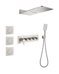 Wall Mounted Waterfall Rain Shower System With 3 Body Sprays & Handheld Shower Brushed Nickel Brass